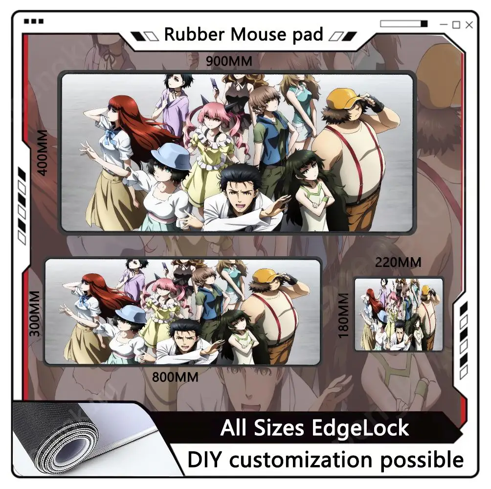 Steins Gate Mouse Pads High-end E-sports Non-Slip Rubber Floor mats Edge Anime figures Gaming accessories locking Mousemat