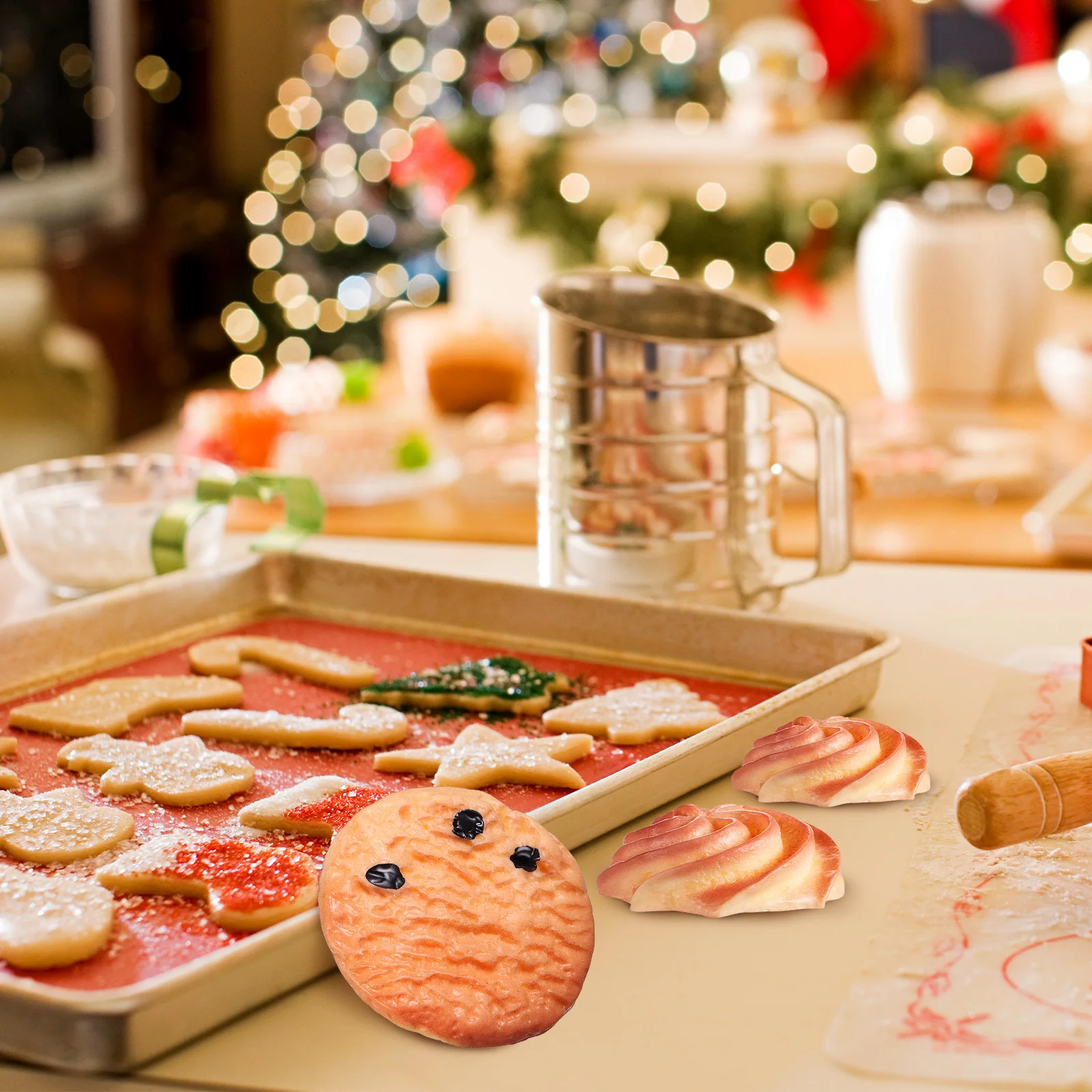 

6 Pcs Cookie Accessories Realistic Fake Biscuit Artificial Food Decor Resin Pretend Cookies Ornament Small Delicate