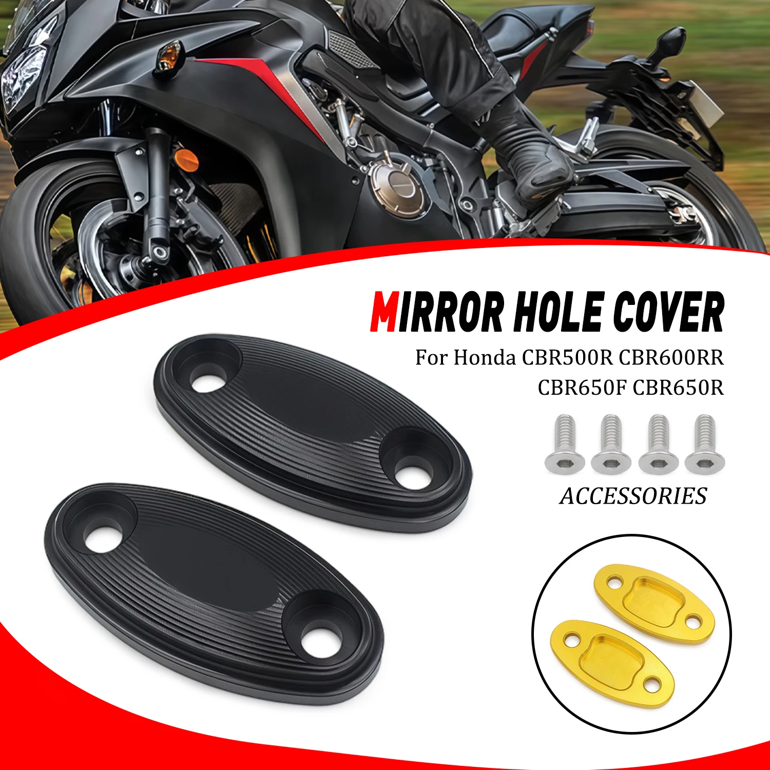 

Motorcycle Parts Rearview Mirror Base Cover Windshield Drive Eliminator Mirror Hole For Honda CBR500R CBR650R CBR600RR CBR650R