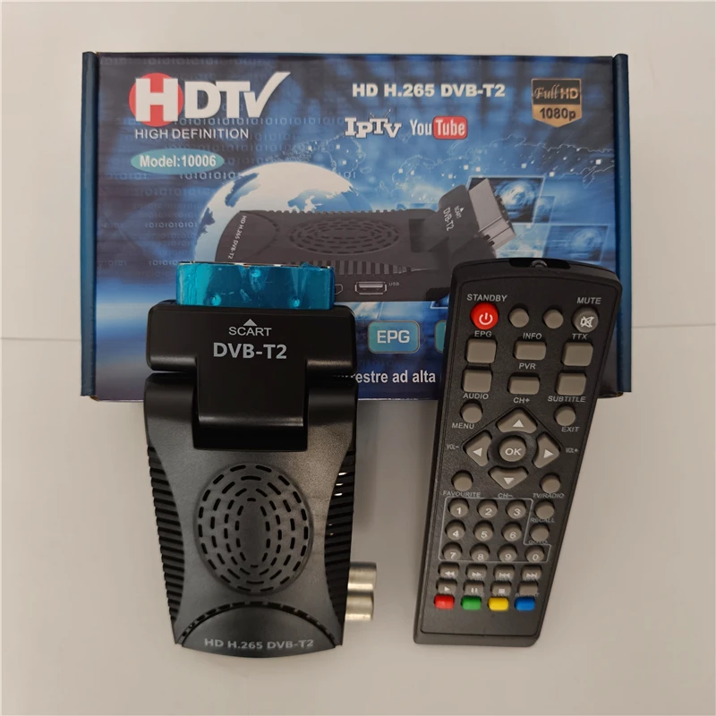 Spain H.265 HD Digital DVB-T2 TDT Europe Terrestrial TV Receiver HEVC 265 DVB-T2 H.265 Decoder EPG Set Top Box Scart Interface