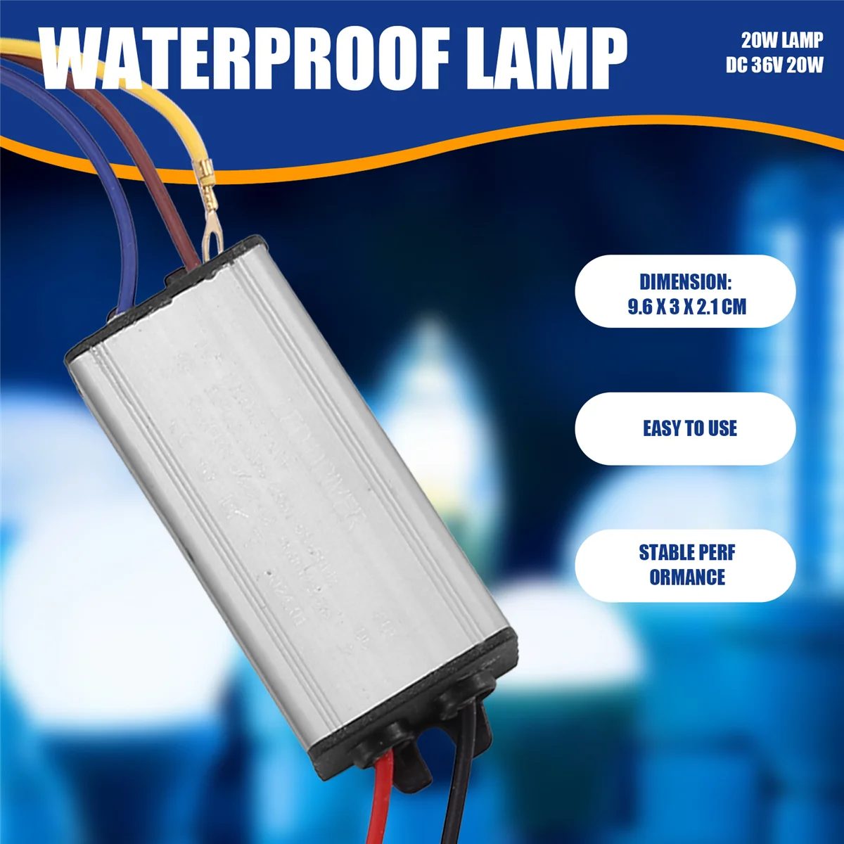 Fonte de alimentação do driver do transformador da lâmpada LED ABJS DC 36V 20W à prova d'água