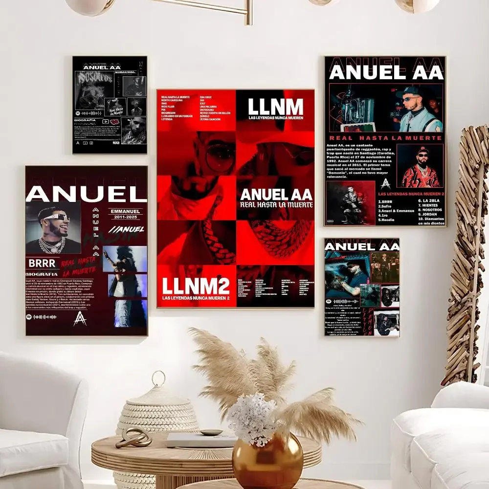 Trending Rapper Anuel AA Poster Self-Adhesive Waterproof HD Wall Art for Home Office Dorm