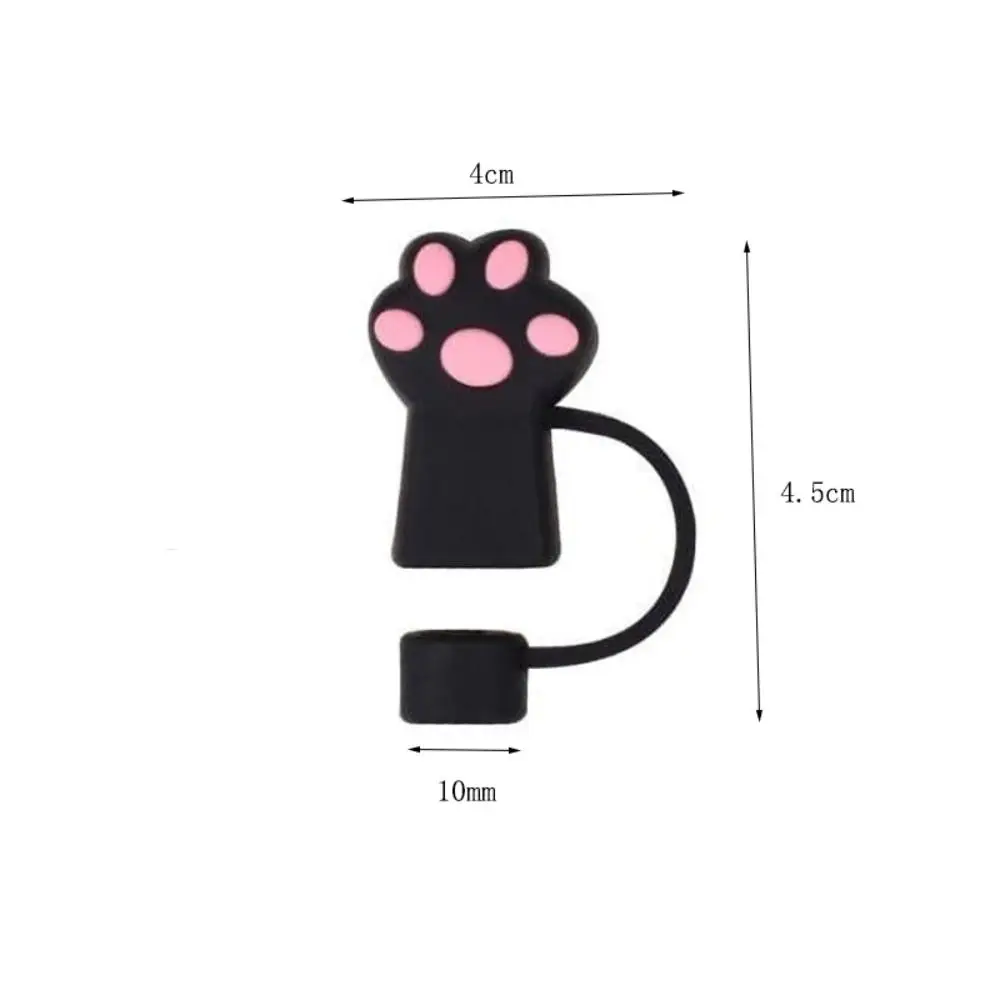 Cute Silicone Straw Toppers Cat Paw Straw Cover For Stanley 30/40oz Tumbler Cup Reusable Dust-Proof Spill-Proof Plug 10mm