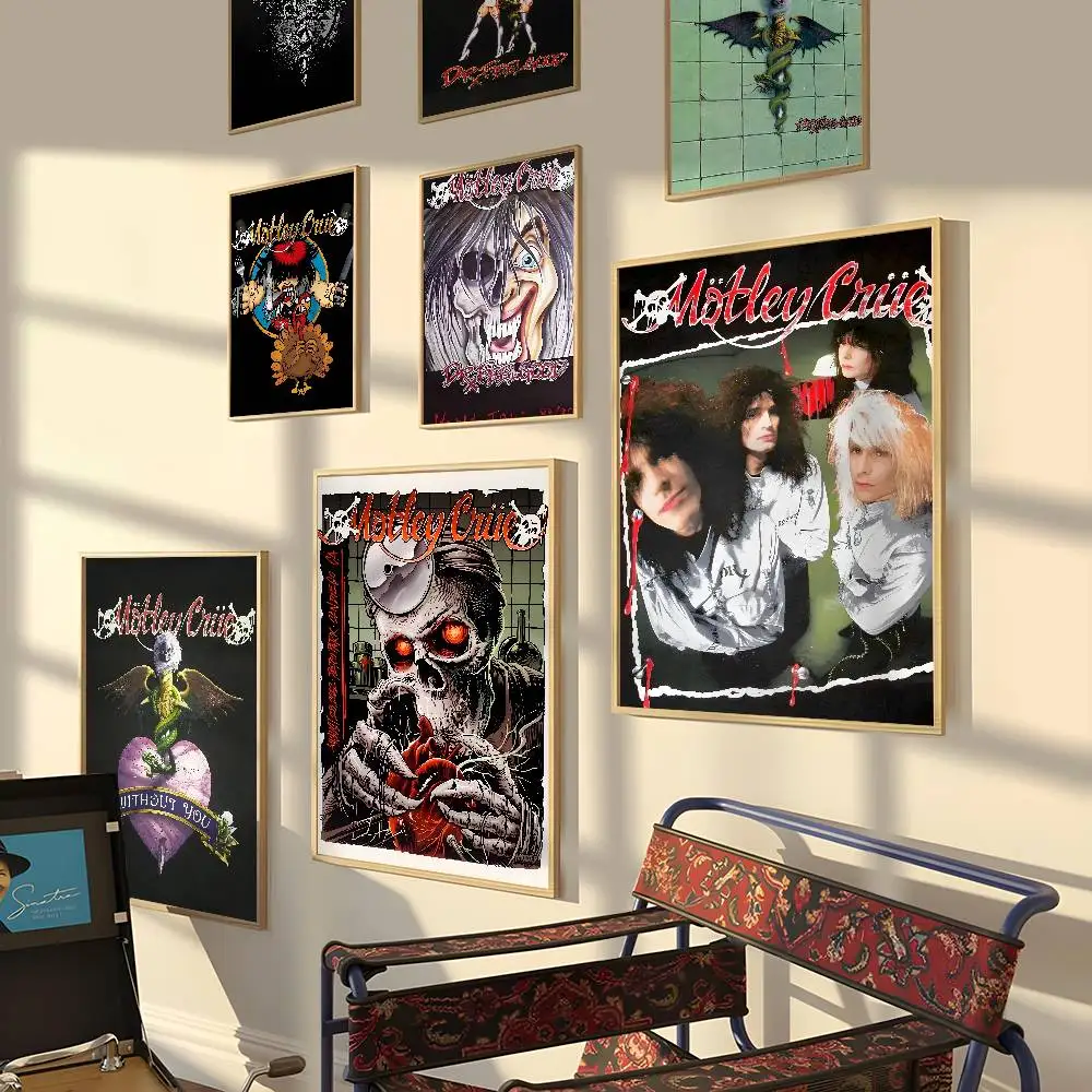شعبية الفرقة M-Motley C-Crues ملصق ذاتية اللصق جدار الفن زينة غرفة ديكور HD بدون إطار