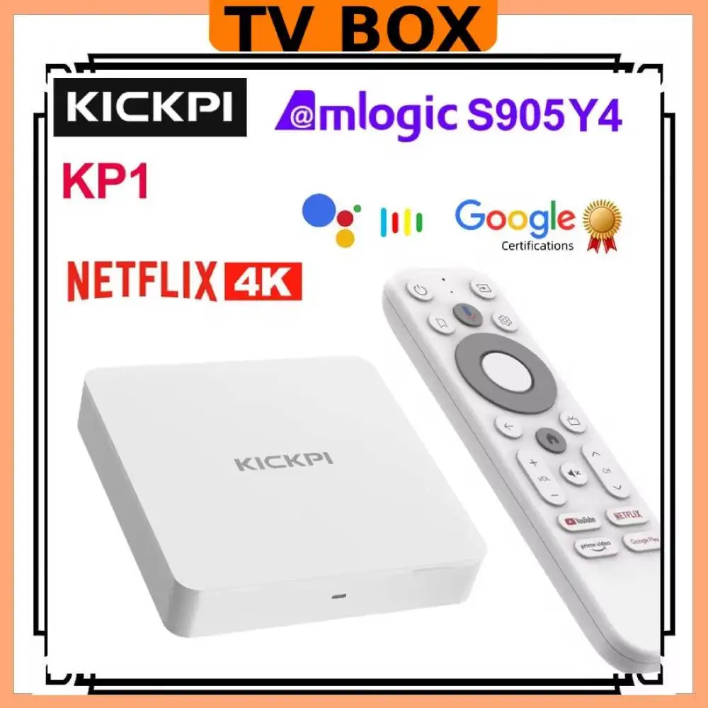 KICKPI KP1 Google Netflix TV Box Android 12 Amlogic S905Y4 Media Player 4K Set Top Box Android 12.0 2G32G AV1 2.4G&5G Wifi BT5.0