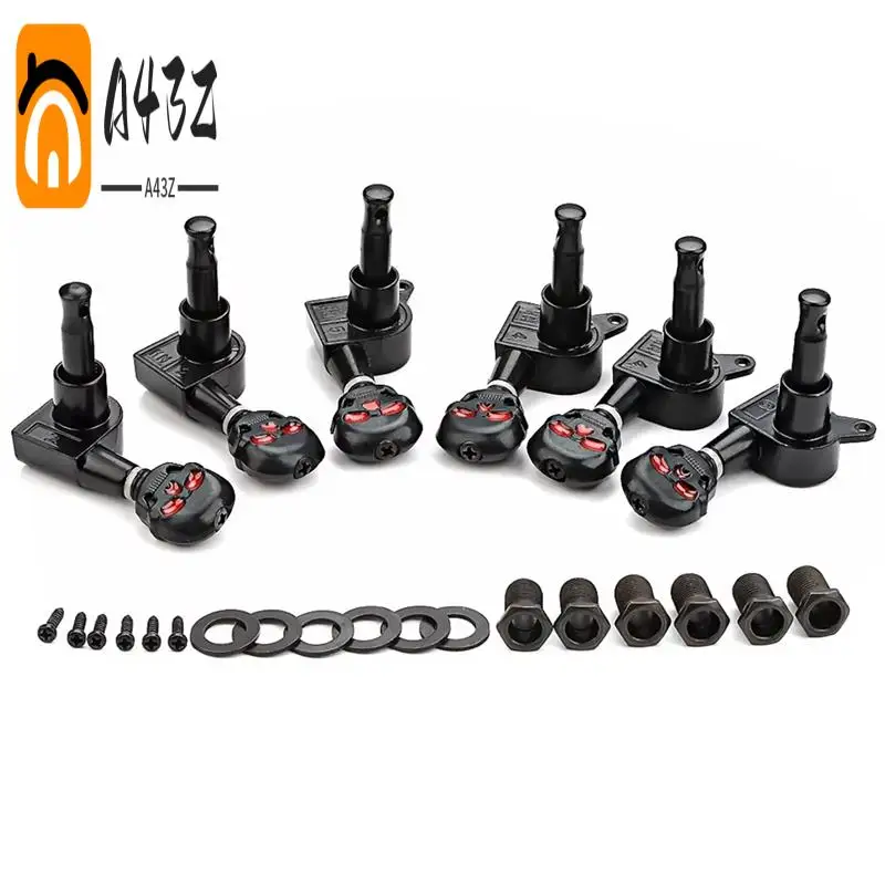 

A43Z-6PCS Колки для настройки гитары с головой черепа, металлические тюнеры с головкой машины, запасные части для электрогитары