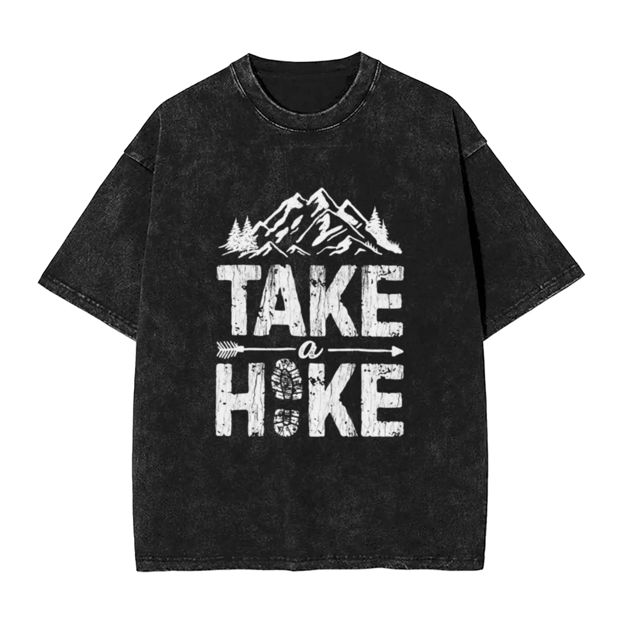 Take A Hike Outdoor Hiking Nature Hiker Vintage  Unique Trendy A Washed T Shirt Men's Women's Oversized Cotton Tees Tops