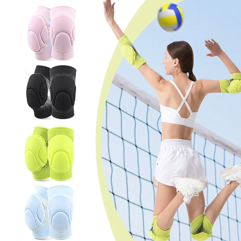 1Pair Unisex Volleyball Elbow Knee Pads - Thick Sponge Warm Protection, Anti-Slip Sleeves for Football & Volleyball Sports