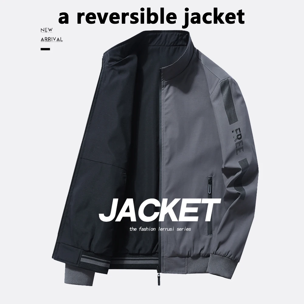 

Jacket Men 2024 New Fashion Trend Spring And Autumn Season Double-Sided Comfortable Jacket Versatile Stand Up Collar Top