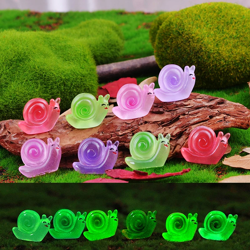 10 Pcs Glow-in-the-dark Snail Resin Desktop Decorations Ornaments Diy Handmade Hairpin Accessories Keychain Accessories