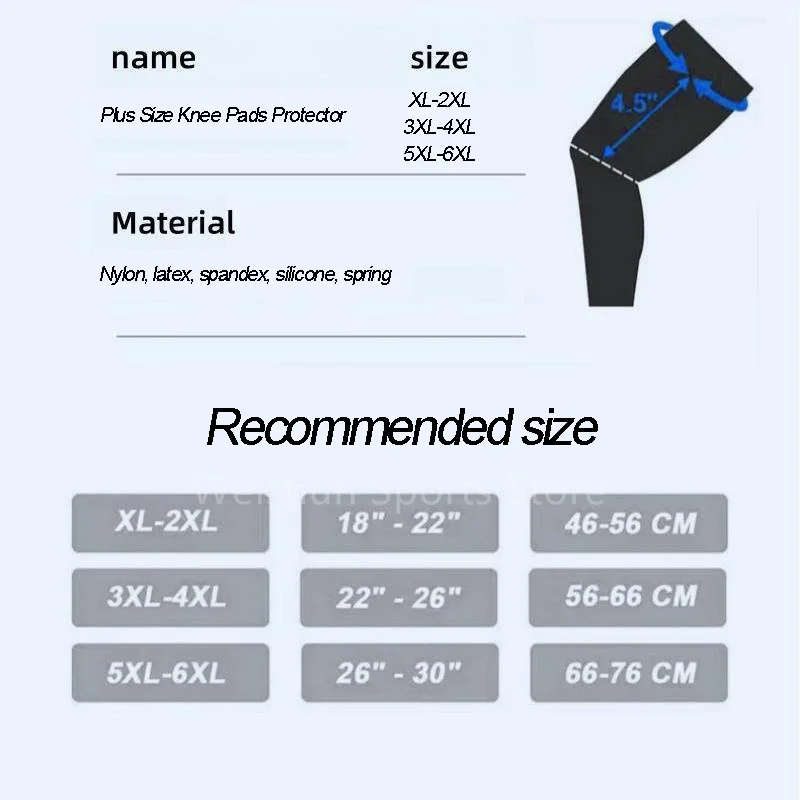 Plus Size Knee Pads Protector Compression Knee Support Protection Relieves Patella Ligament Joint Tendon Meniscus Discomfort 6XL