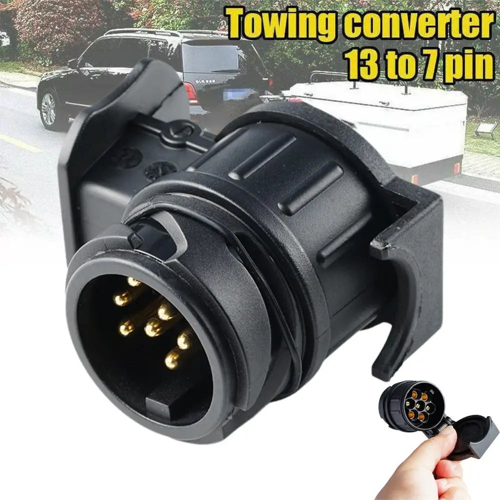 13 To 7 Pin Plug Adapter Trailer Connector Waterproof Plugs 12V Protect Towing Adapter Socket Connector Towbar Hand Tools