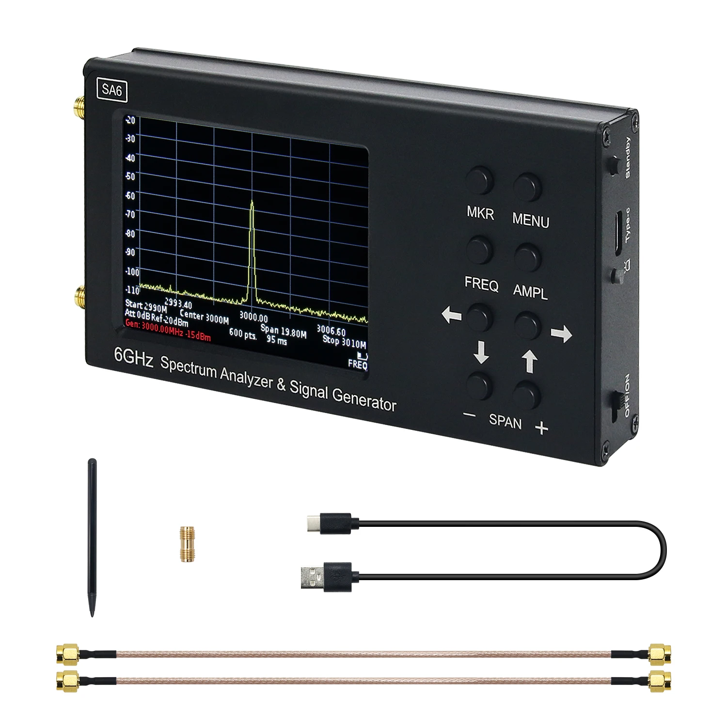 HamGeek Original SA6 35-6200MHz Spectrum Analyzer Signal Generator RF Signal Source Wi-Fi 3G 4G LTE CDMA GSM Beidou GPR GLONASS