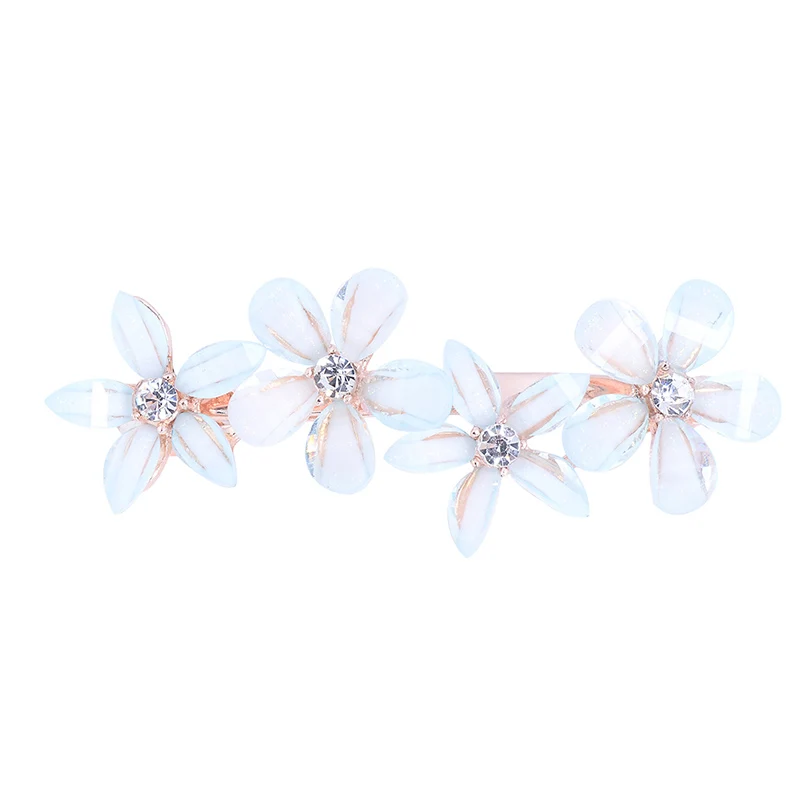 EASYA Elegant Rhinestone Flower Hairpin Barrettes Pins For Women Girls 3 Colors Metal Hair Clip Hairwear Ornaments Jewelry