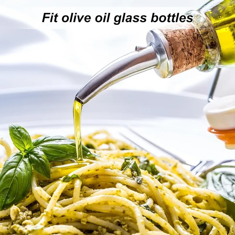 Stainless Steel Bottle Pourers Auto Flip Olive Oil Spout, Cork Design Wine Bottle Stoppers, for Pours Liquid, Olive Oil, Wine