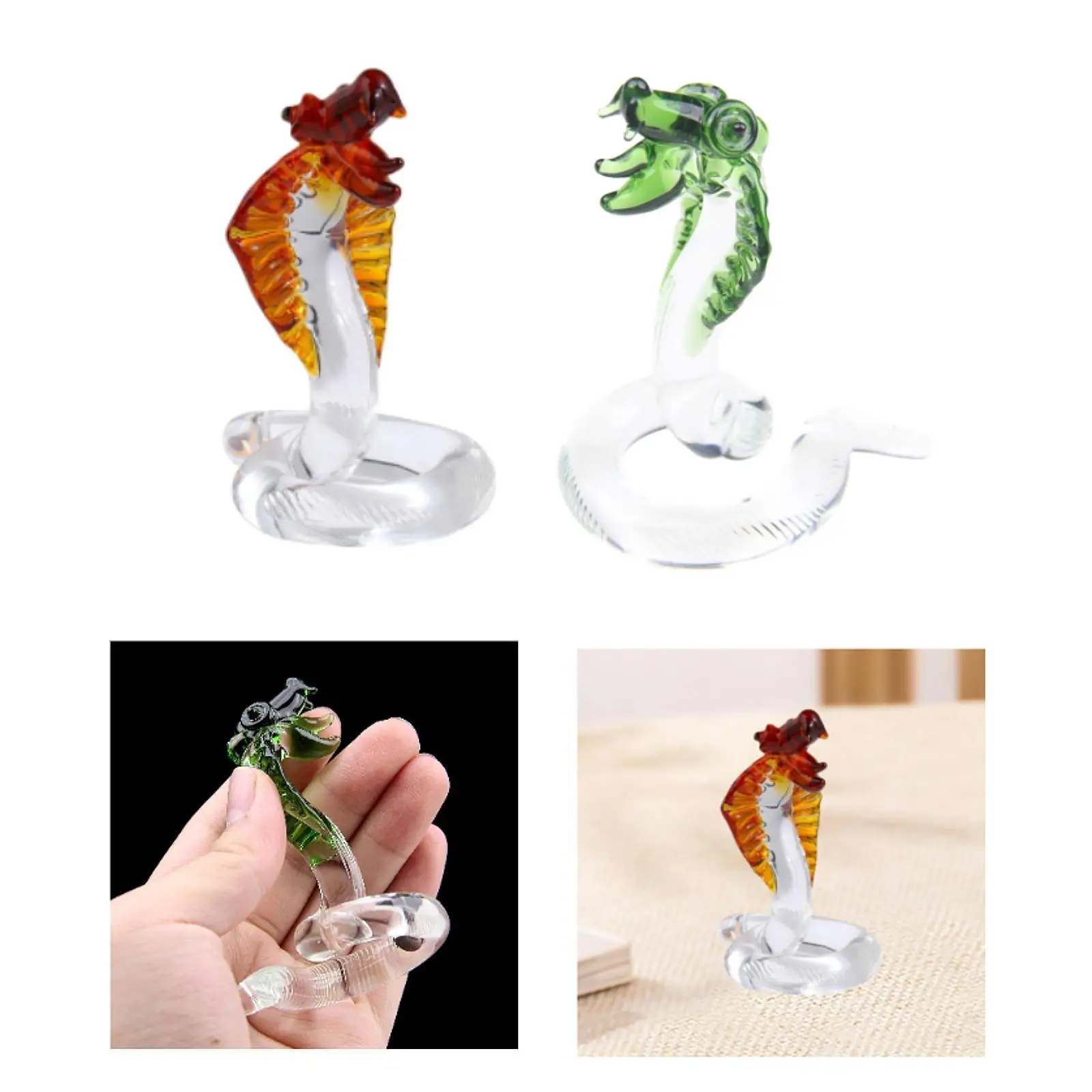 زخرفة تمثال ثعبان صغير زجاجي، 2025 سنة صينية لتزيين الثعبان