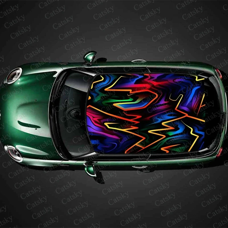 

Fantasy Colorful Graffiti Car Roof Sticker Wrap Racing SUV Accessories Packaging Painted PVC Custom Car Graphic Decal