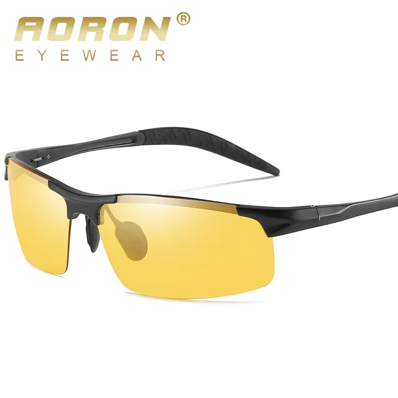 AORON Photochromic Sunglasses Discolored Brown Men Driving Polarized Sun Glasses Driver Safety Night Vision Goggles UV400