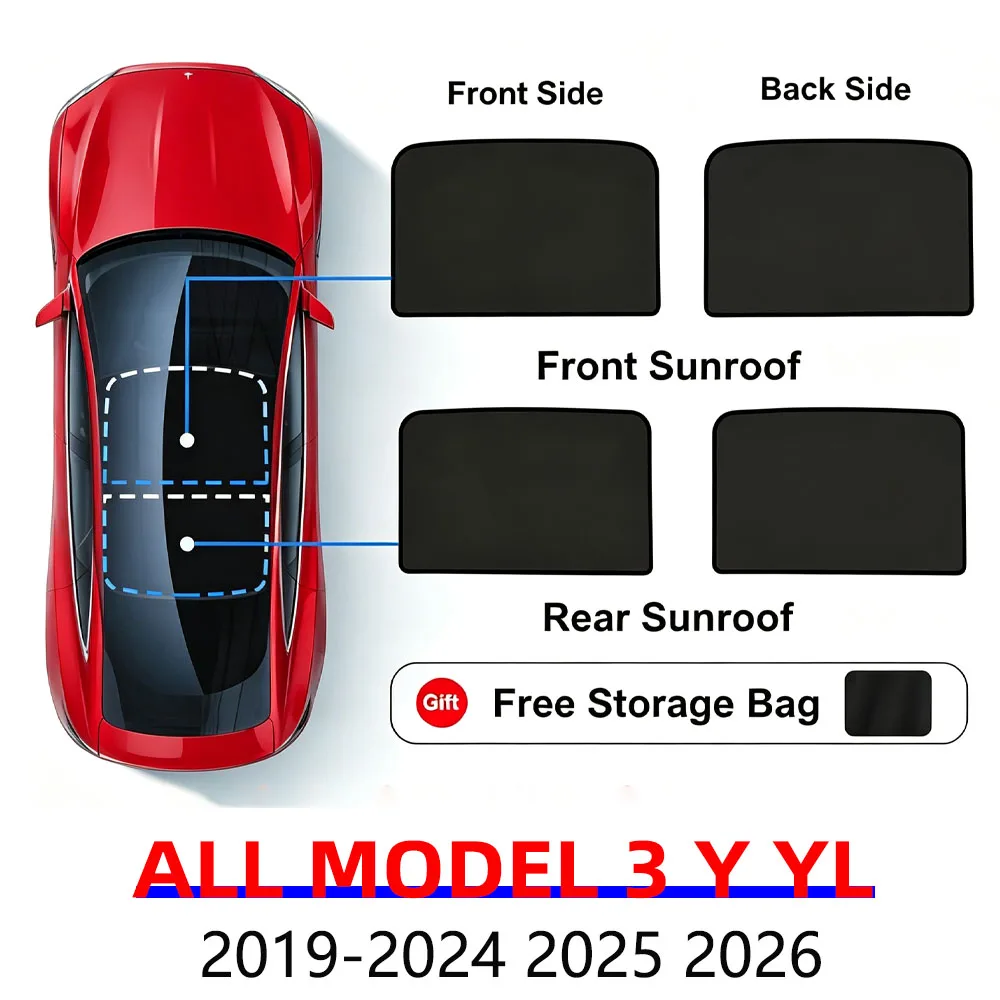

For Tesla Model 3 Y YL Juniper Highland 2020-2026 Upgrade Ice Cloth Sun Shades Glass Roof Sunshade Front Rear Sunroof Skylight