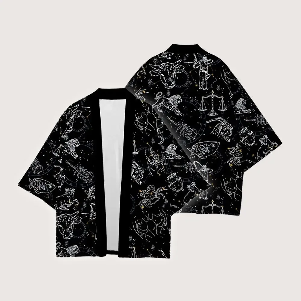 اليابانية كرين طباعة كيمونو سترة التقليدية Harajuku يوكاتا الرجال والنساء أسفل محبوك سترة Y2K الشارع ملابس عصرية #3