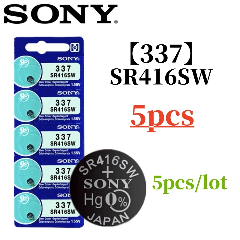 5 قطعة الأصلي لسوني 337 SR416SW 364 SR621SW 371 SR920SW 377 SR626SW 379 SR521SW 395 399 SR927SW Batteria