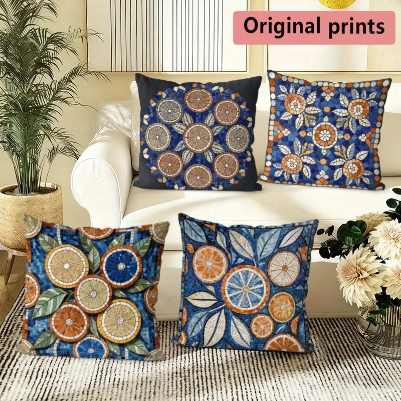 Bohemian Mosaic Citrus Throw Pillow Covers Pattern Cushion Cover Suitable for Sofa Bedroom Car Pillow Cover