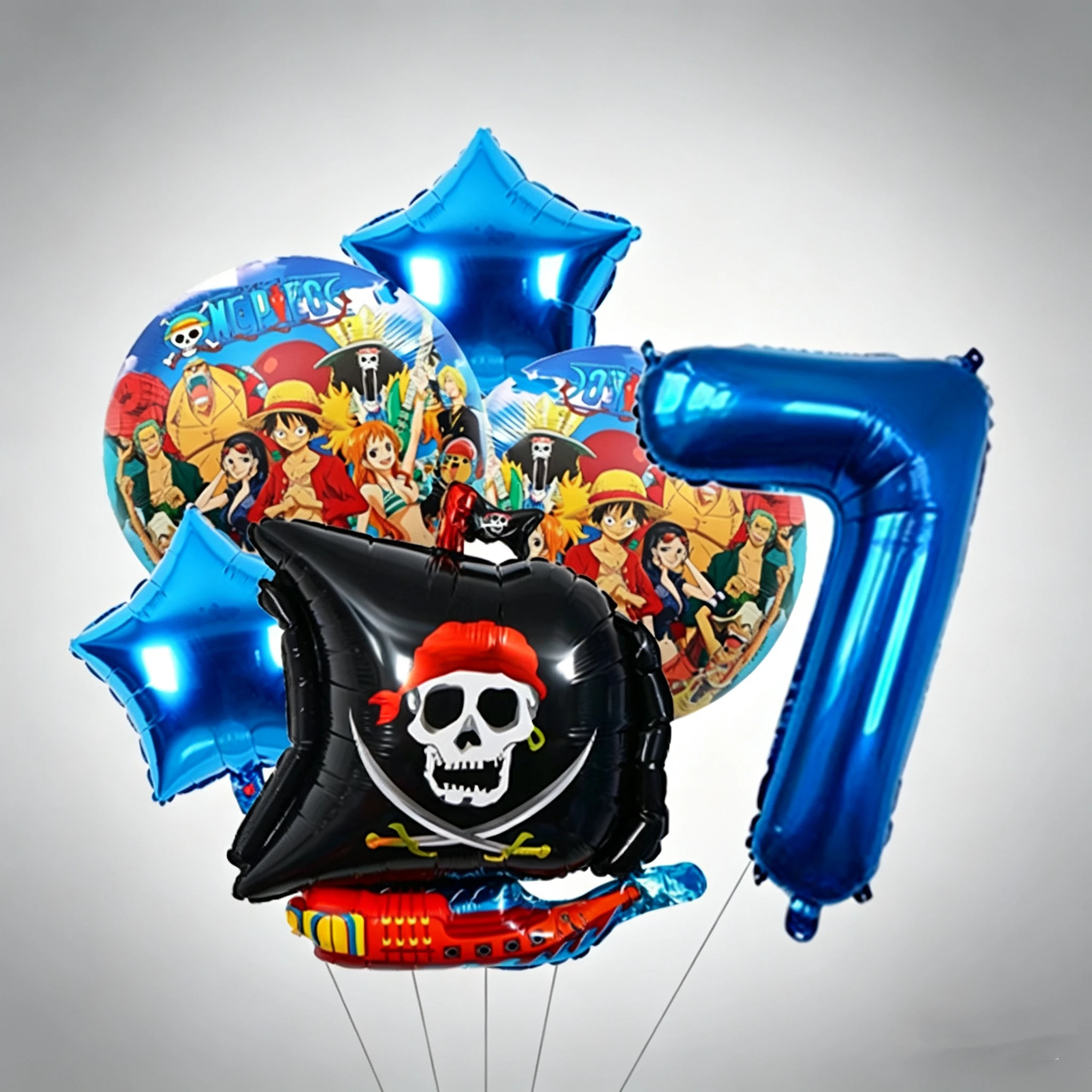 One Piece Niedliche Cartoon DIY Anime Geburtstagsballons Set Zahlenballons Luffy Folienballon Geburtstagsparty Zubehör Geschenk