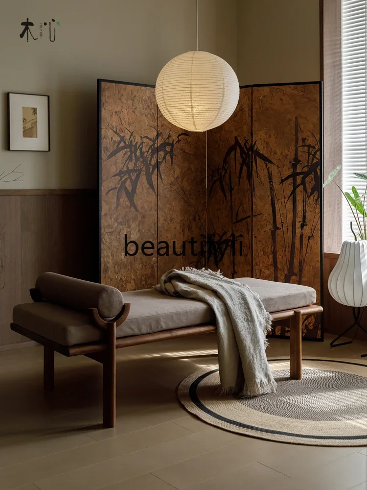 

Black walnut new Chinese chaise longue beauty chair single recliner sofa bed all solid wood