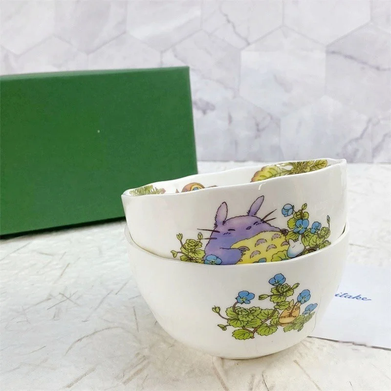 Bone China Rice Bowl Japanese Cartoon Anime Pattern Household 4.5in Ceramics Tableware Bowls 2pc in Set