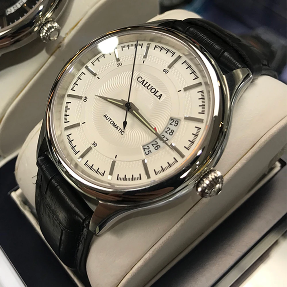 Мужские механические часы CALUOLA, Роскошные автоматические часы из нержавеющей стали с сапфировым стеклом, водонепроницаемость 50 м, новинка 2023, 41 мм