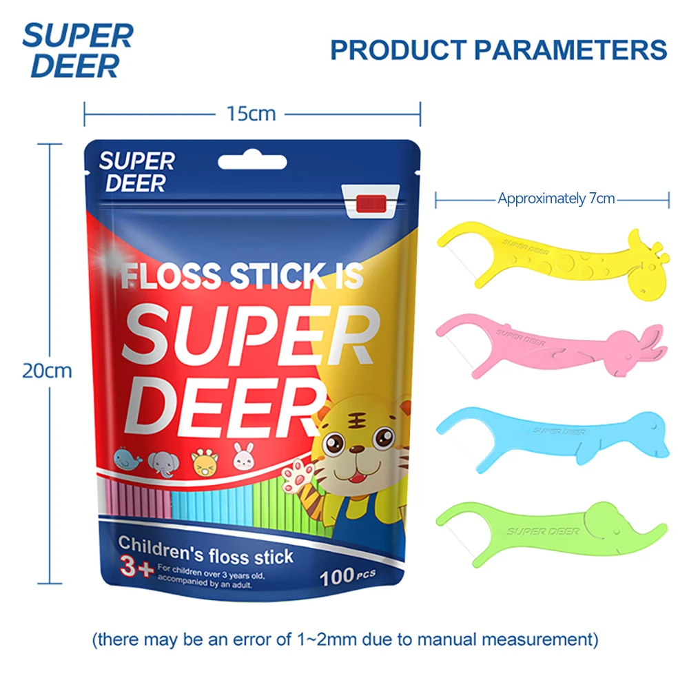 Childrens 100 Sticks Dental Floss Barrel Colored Floss For Children Cure Dent Teeth Cleaning Orthodontic Interdental Pick