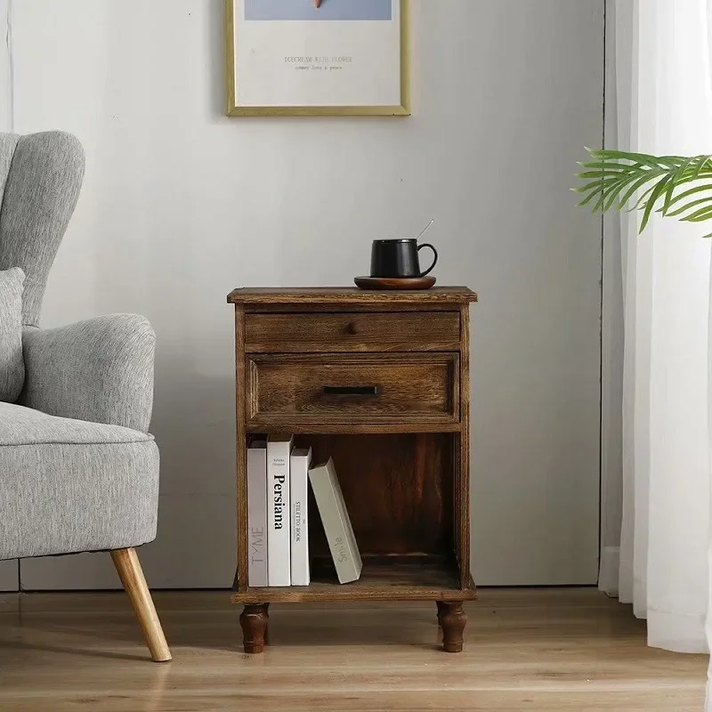 Simple American style bedside cabinet Solid wood simple side cabinet Bedroom storage cabinet Storage cabinet Multifunctional and