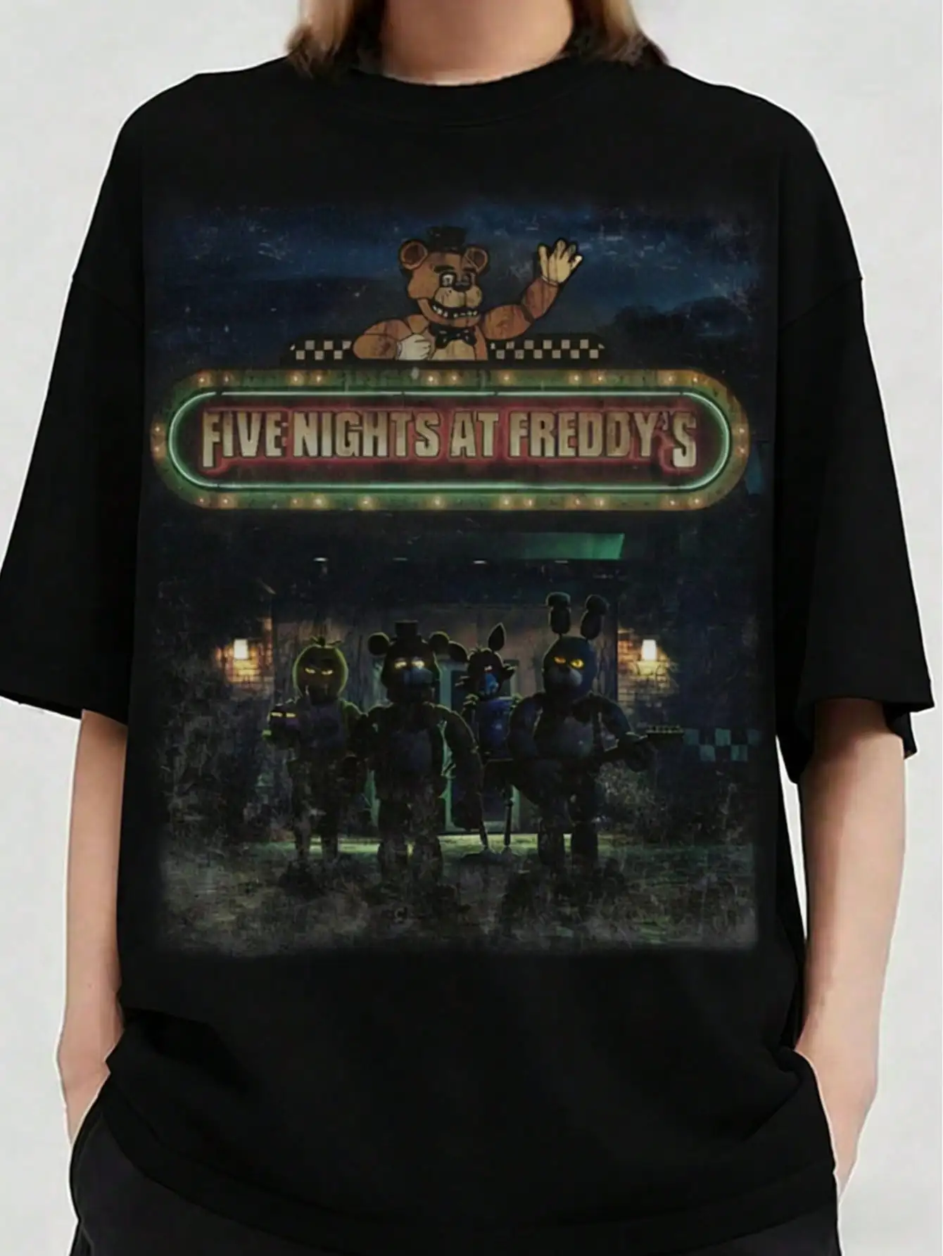 

Graphic T-Shirt for Men, Horror Theme Print, Casual Streetwear