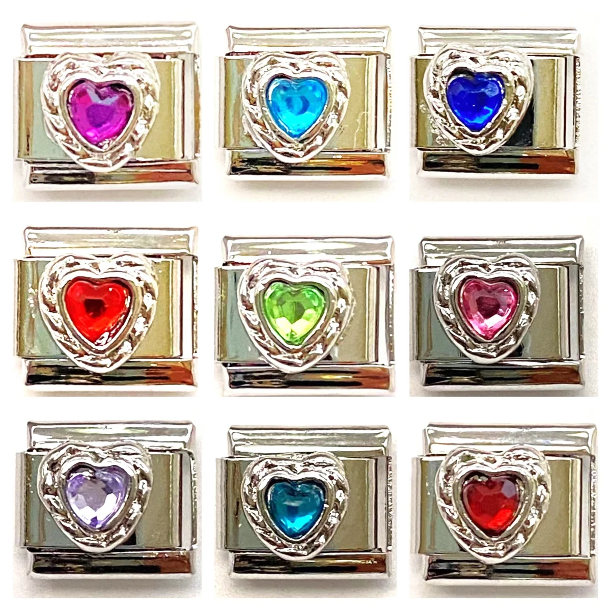 2024 Nieuwe Vrouwen Romantisch Hart Glanzend Cz Italiaanse Charme Kralen Schakels Fit 9Mm Armband Rvs Diy Maken Sieraden