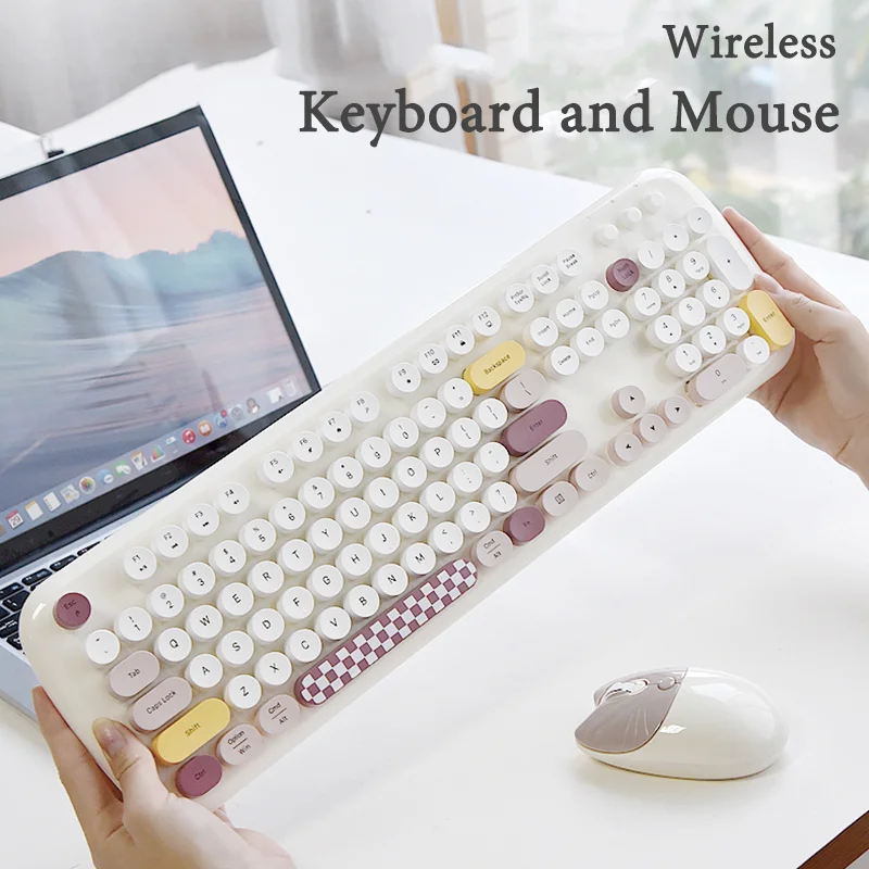 Kawaii 2.4G Wireless Keyboard And Mouse Combo Silent Cute Girl Gamer Keypad Gaming Keyboard For Laptop PC Computer Desktop Gift