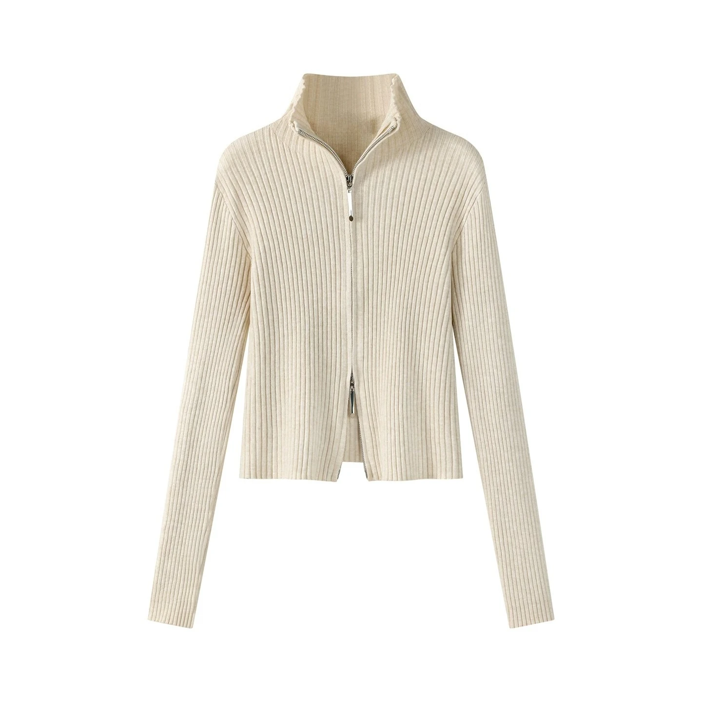2026 Damen Herbst-Winter Strickjacke Vielseitiger Büro-Slim-Fit Schmeichelhafter Kurzer Reißverschluss-Pullover Koreanischer Langarm-Oberbekleidung – Detail 4