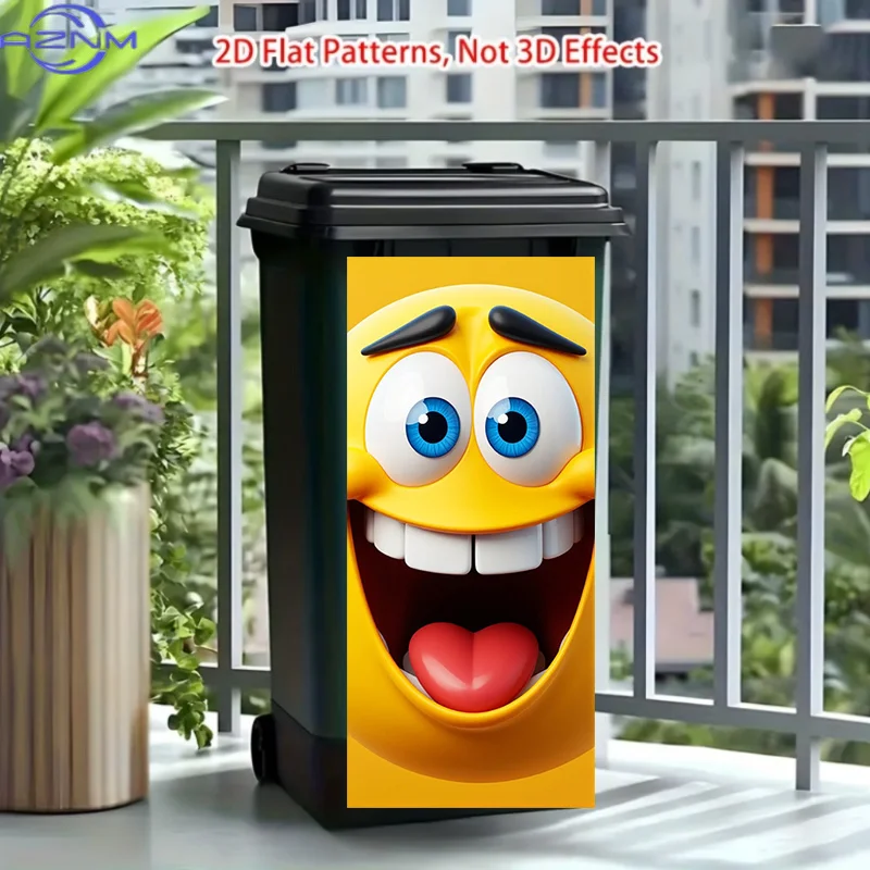 37*82cm/14.57*32.28in/Trash Can Sticker, Featuring a 