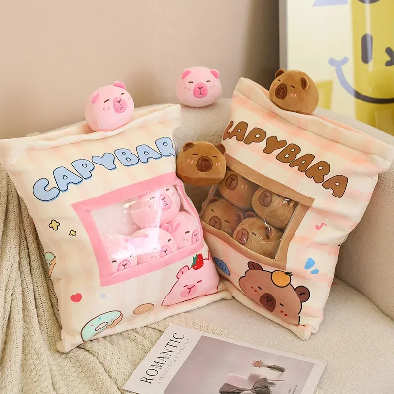 A Plushie Bag Pudding Toys Kawaii Doughnut Bag Mini Capibala Pig Dolls Snacks Food Pillow For Friends