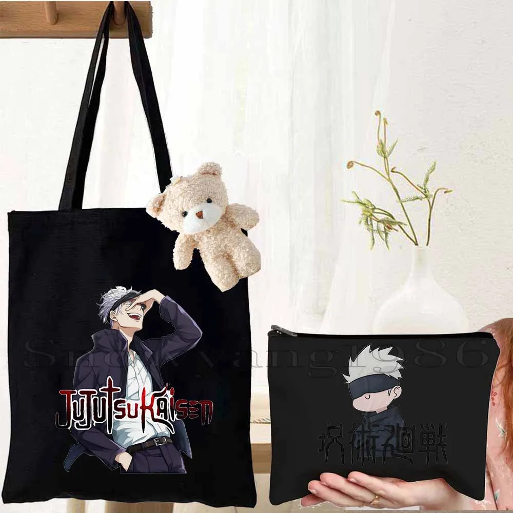 3 Bolsas de Lona de Anime Gojo Saturo Jujutsu Kaisen, Regalo para Fans de Sukuna, Satoru, Dibujos Animados, Manga, Bolsa de Compras de Algodón
