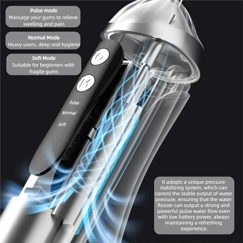 Efficient-Portable Water Flosser Cordless Irrigator With 3 Modes Rechargeable Waterproof Kit For Teeth For Home& Travel