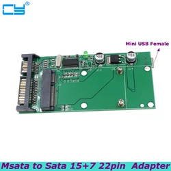 Msata Solid State Drive to Sata 15+7 22pin Converter Adapter With Mini USB Interface for Desktop Laptop Interface