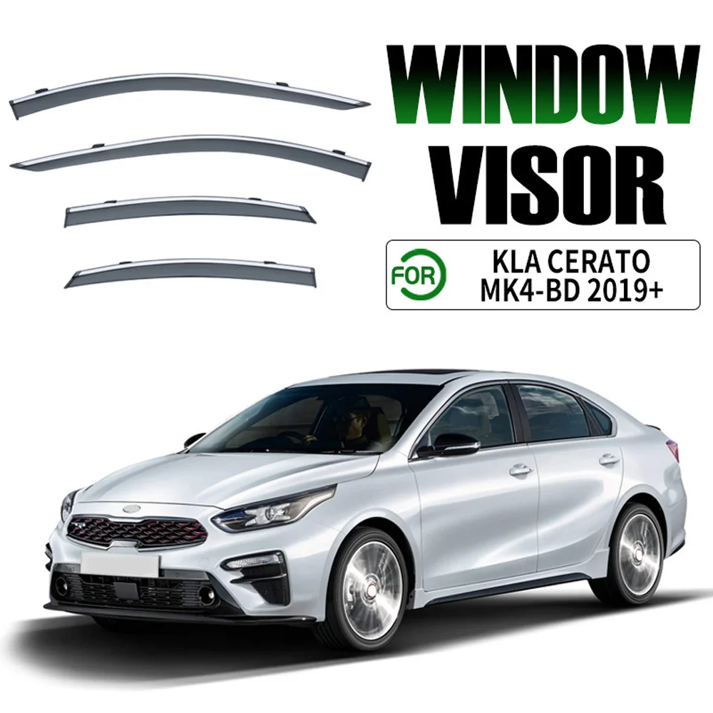 

Хромированные полоски, защита от дождя для Kia Cerato (BD) Sedan 2019-2023, оконный козырек, ветровые дефлекторы, дверной козырек, вентиляционные шторы, вентиляционный козырек