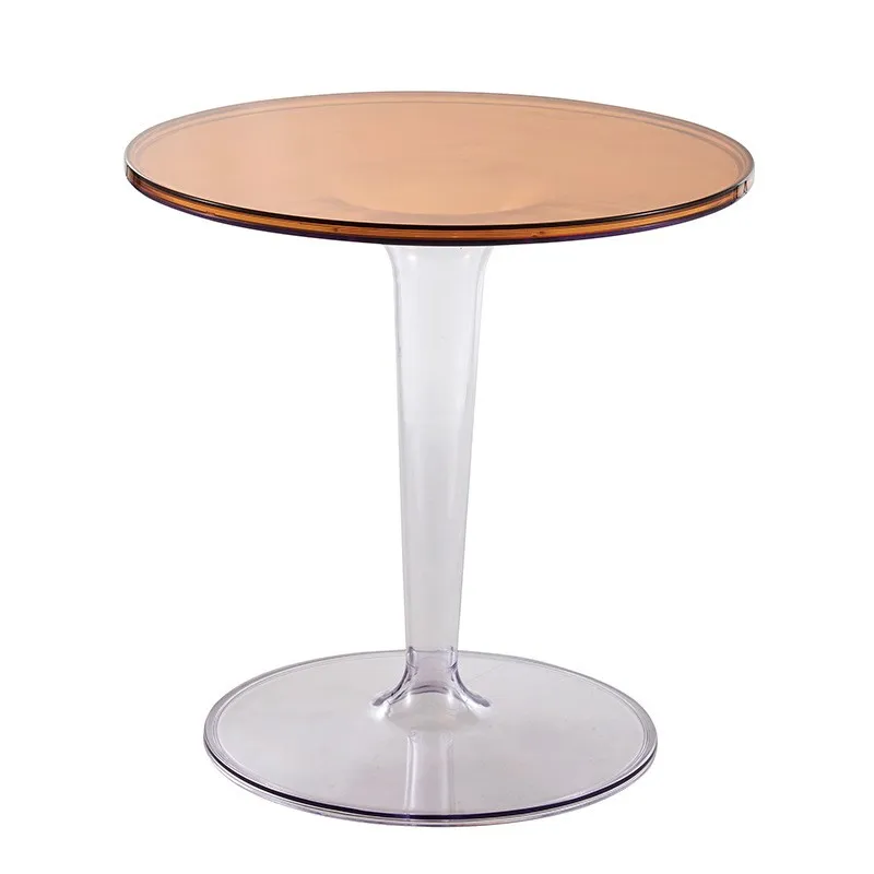 IHOME Nordic Minimalist Transparent Small Coffee Table Round Acrylic Small Edge Table Movable Plastic Coffee Small Round Table