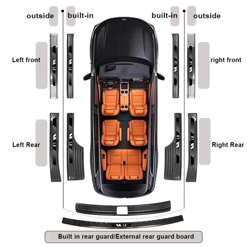 For Li Lixiang L7 L8 L9 2022 2023 Door Sill Scuff Plate Guard Stainless Steel Kick Pedal Threshold Sticker L7/L8/L9 Interior