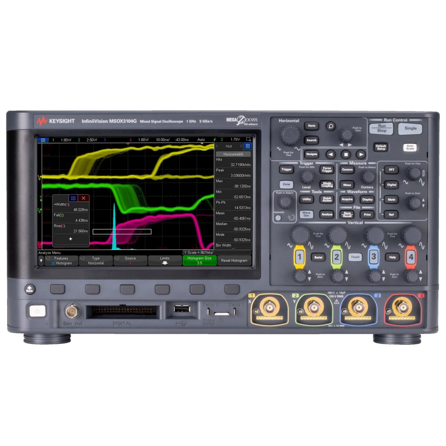 Keysight DSOX3014G 100 MHz oscilloscope 4 analog channels, 4 Mpts memory, 1,000,000 waveforms/sec update rate-1Pcs