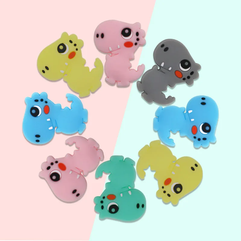 5 قطعة ديناصور صغير سيليكون الخرز الكرتون الحيوان التركيز الخرز DIY بها بنفسك مصاصة سلسلة حبة القلم اكسسوارات لصنع المجوهرات #6