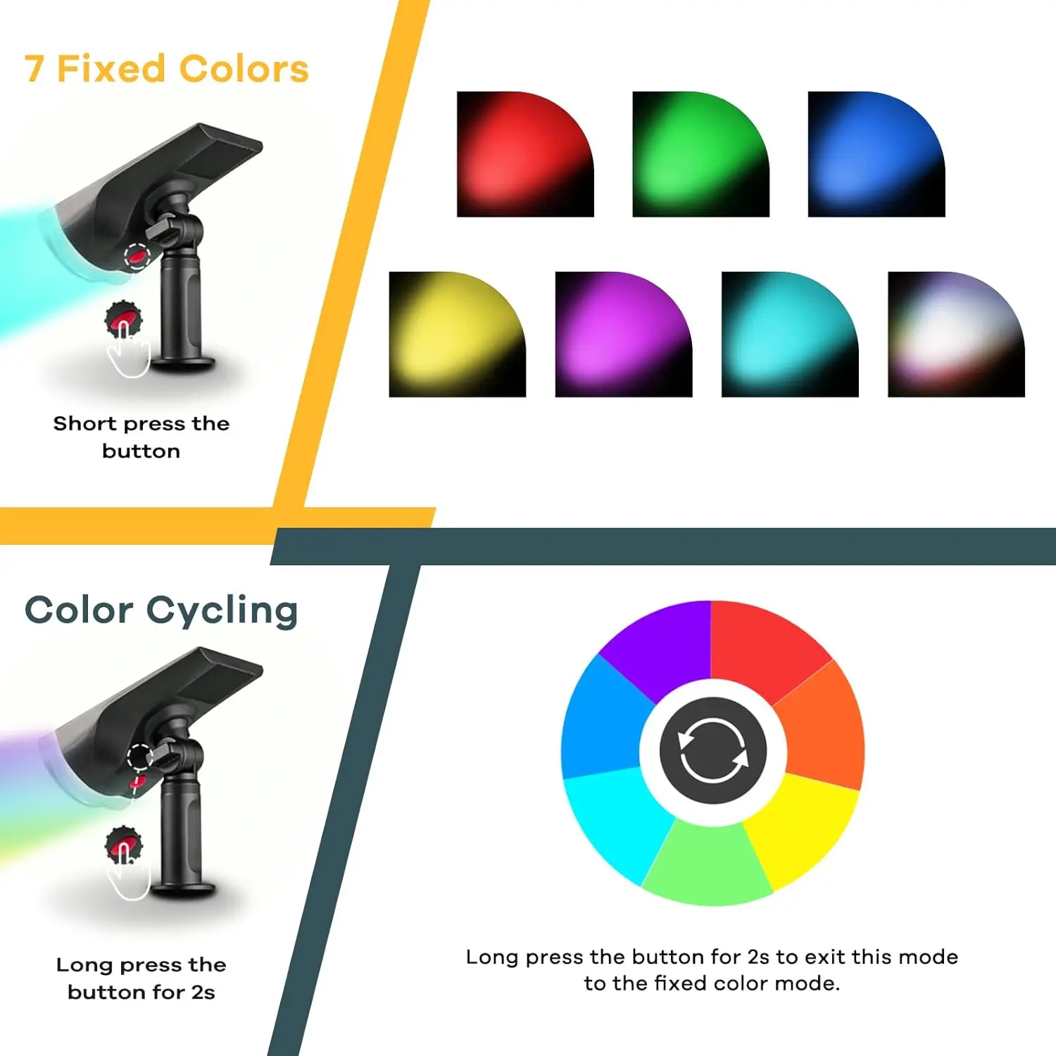 Luces solares que cambian de color, decoraciones navideñas al aire libre impermeables IP67 para camino de jardín (paquete de 6)