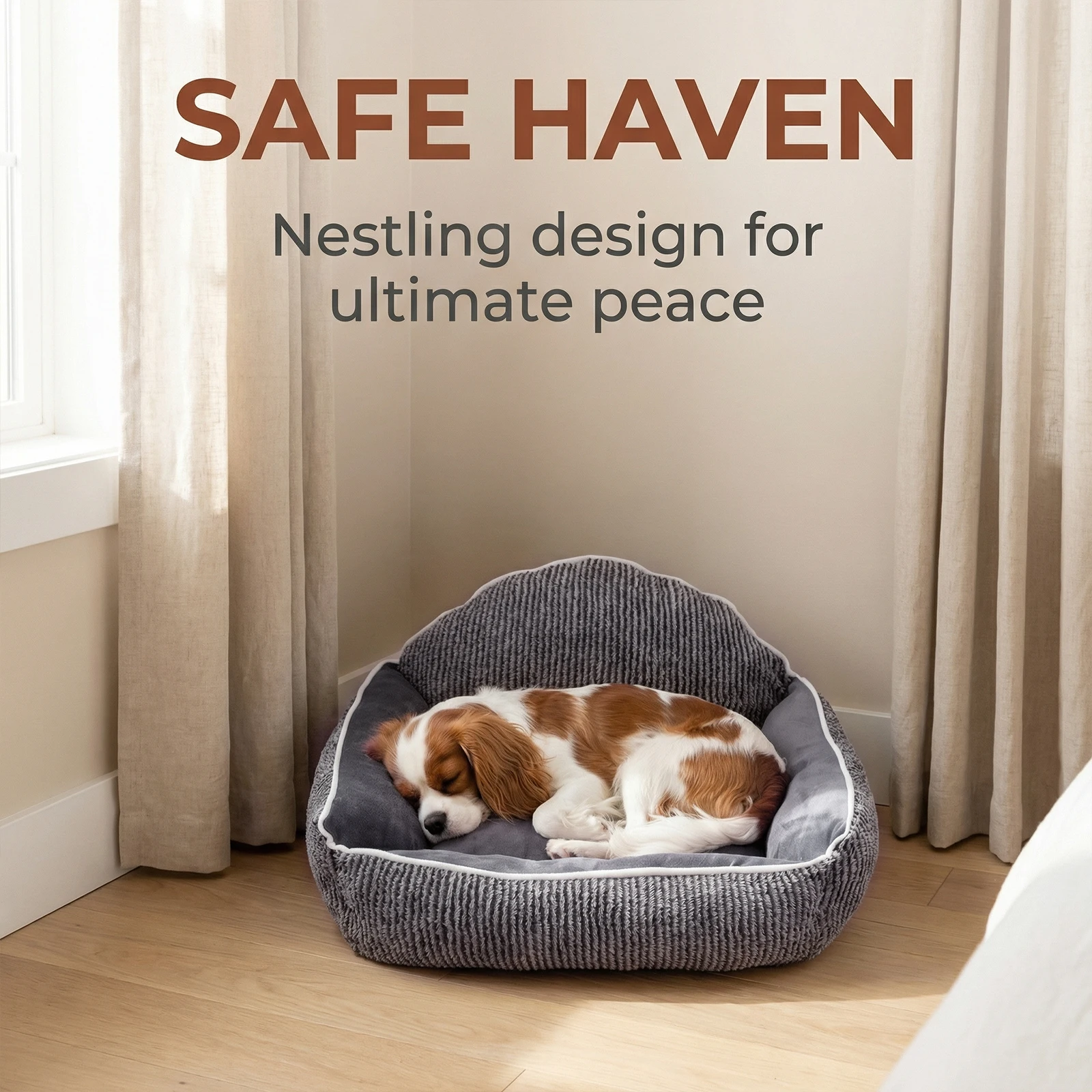 

Striped Plush Dog Bed 23.62x19.69in Cat Bed Cave Semi-Circular Shell Backp Design Machine-Washable for 0-50lbs Cats Dogs Rabbits