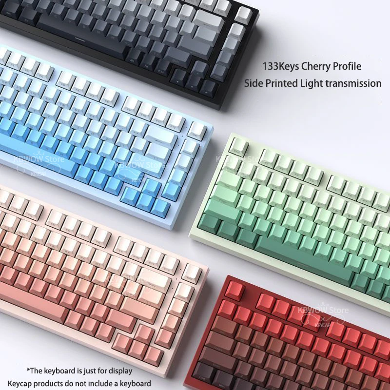 Teclas de perfil Cherry grabadas en el lateral, teclas retroiluminadas RGB, teclas PBT de doble disparo para Gateron MX, interruptores, teclado de jugador, 133 teclas