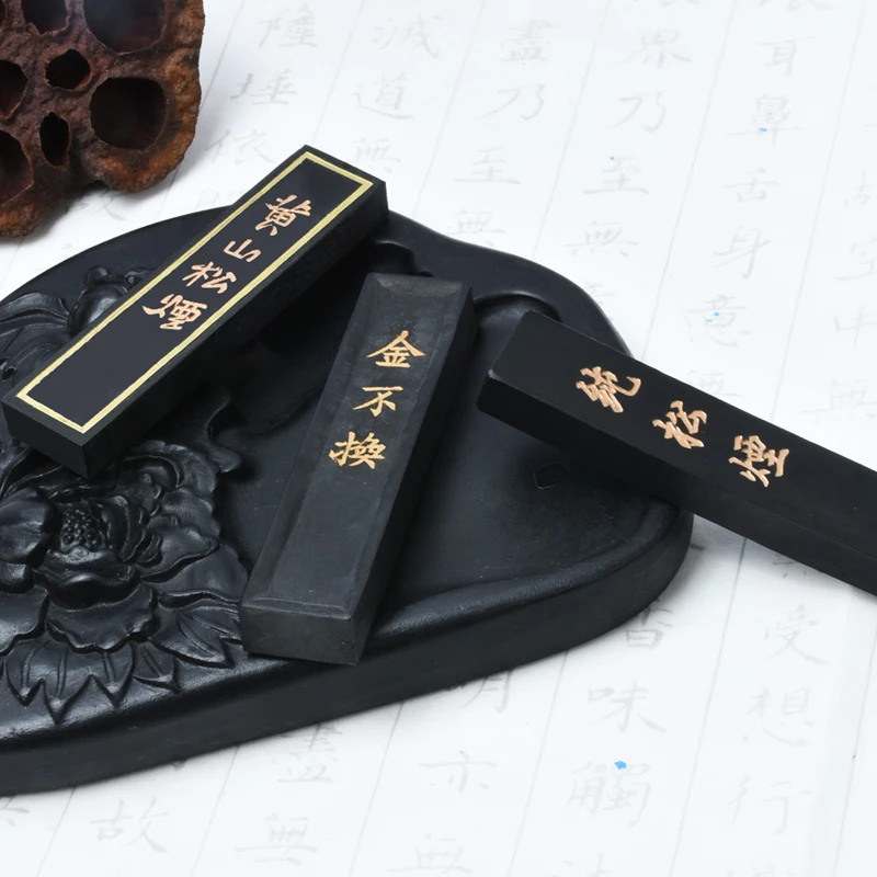 Handmade Pine Smoke Ink Block Old Hu Kaiwen Hui Ink Mount Huangshan Pine Soot Ink Ingot Chinese Calligraphy Painting Ink Stick